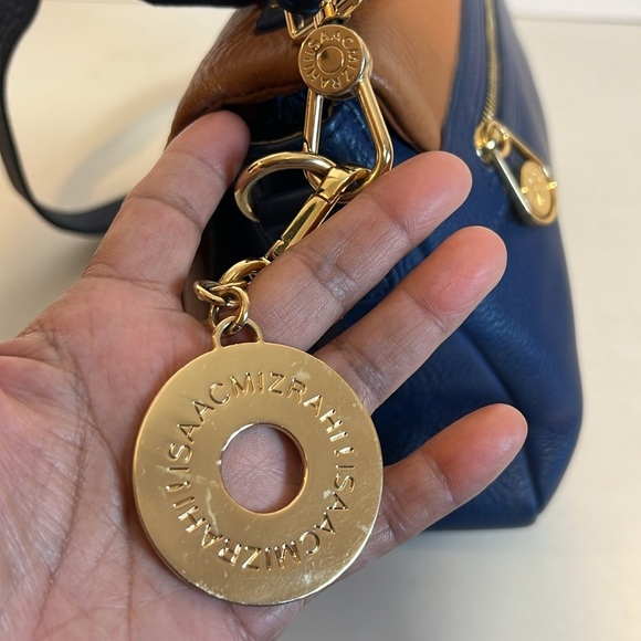 Isaac Mizrahi Tan and Navy Crossbody Bag Minimalist - Picture 10 of 17